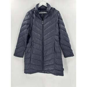 Calvin Klein Puffer Coat Womens Medium Blue Packable Lightweight Down Full Zip